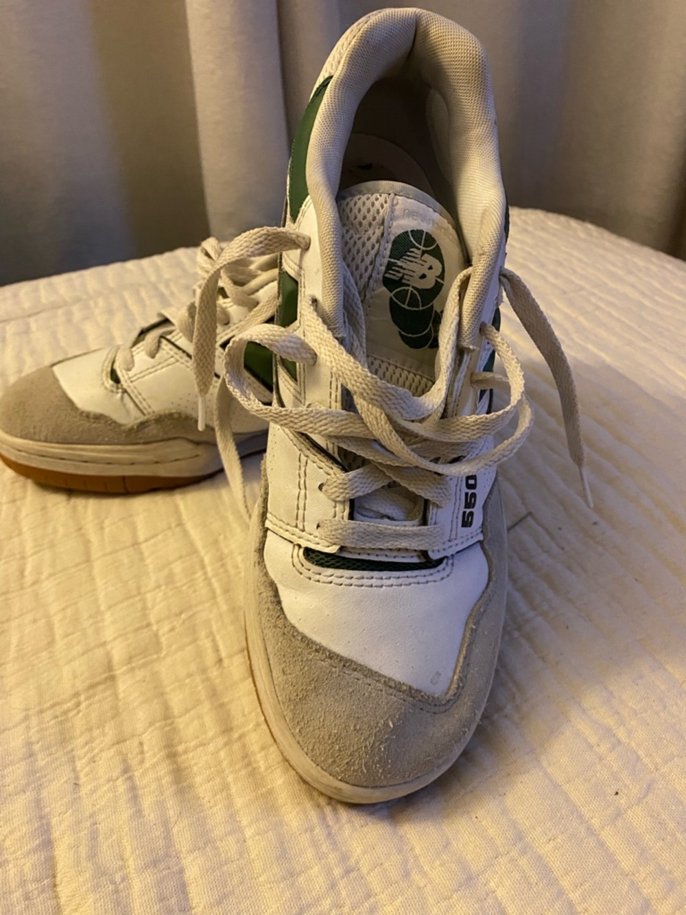 New Balance Kids White and Green 550 Sneakers